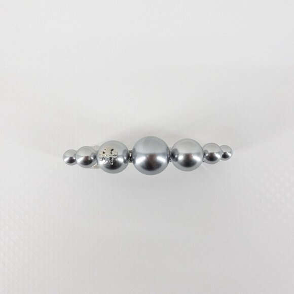 Tory Burch Logo Pearl Hair Clip Silver OS - Picture 2 of 12